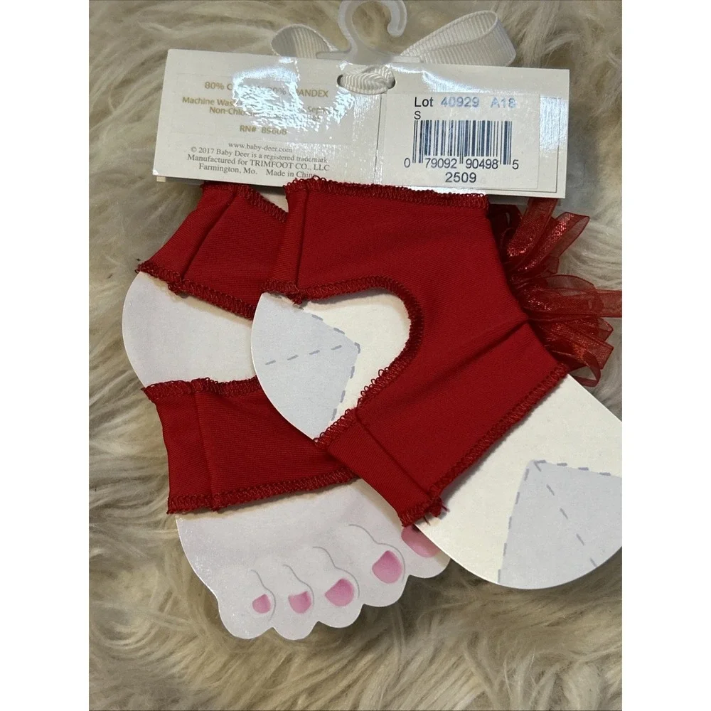 Lot Of 4 Baby Deer Infant Girl Peep Toe Sock Gripper Christmas Birth To 12 Month